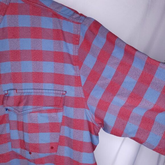 Aftco Flannel Shirt Mens XL Buffalo Check Red, Blue Vented Fishing Outdoor - Picture 4 of 10